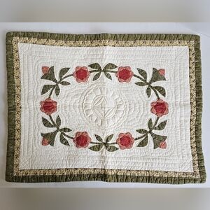 Single Floral Embroidered Cozy  Cottage Pillow Sham King Size Boho Praire